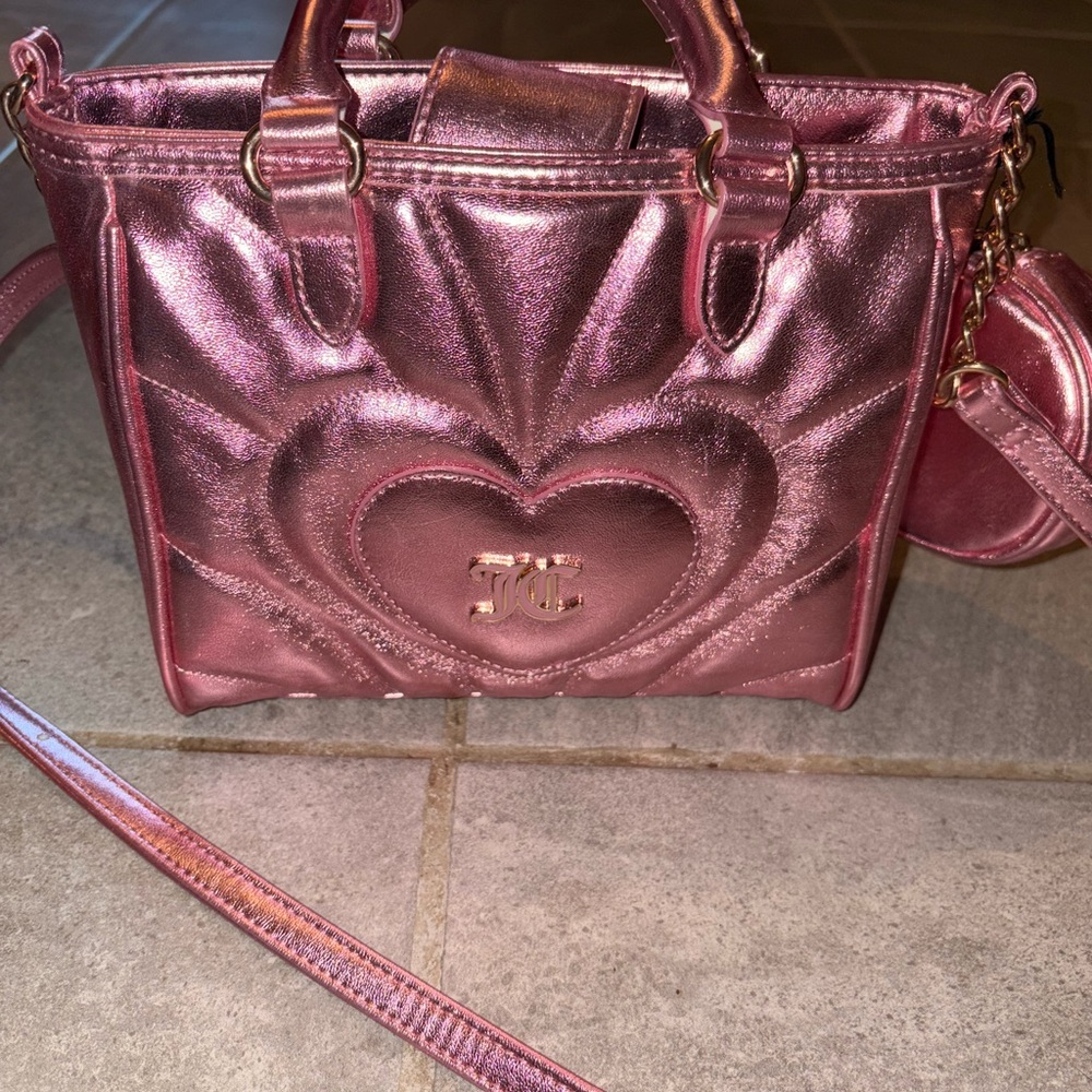Juicy Couture Metallic Pink Heart Shoulder Bag